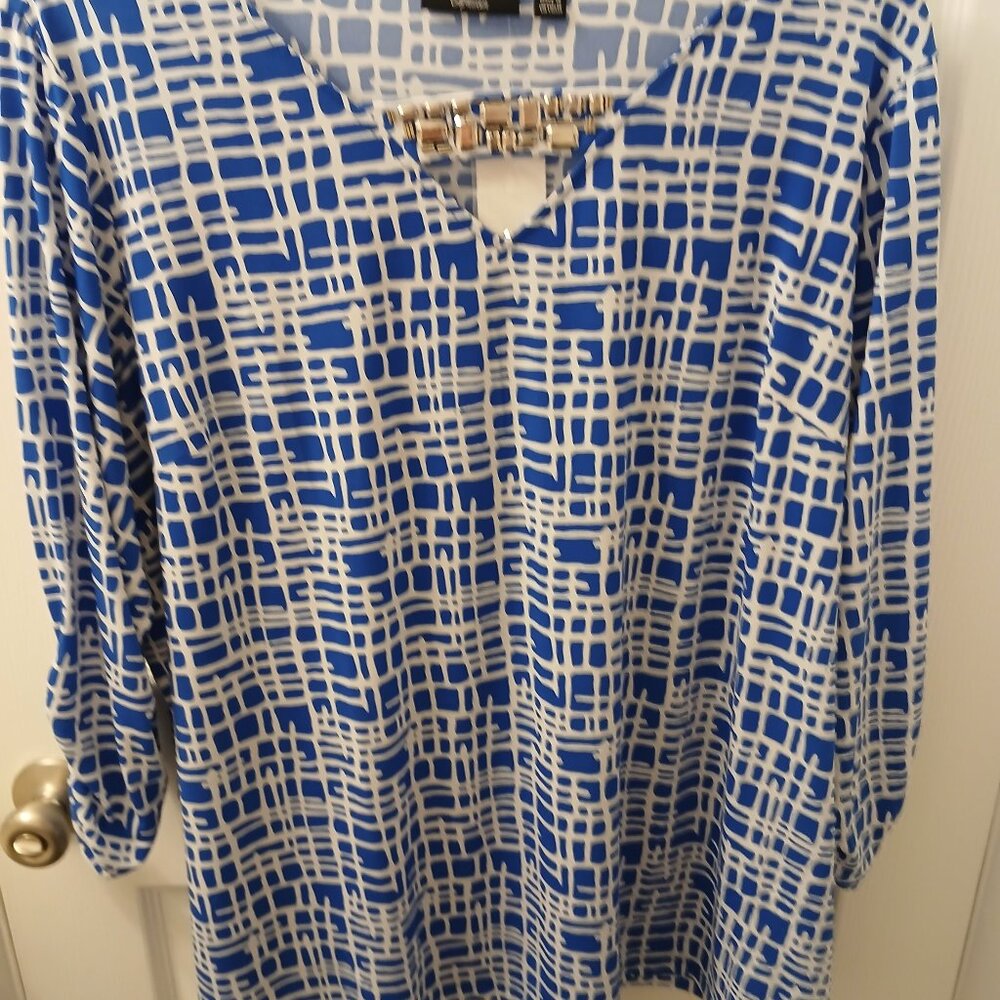 Susan Graver Artisan Printed Liquid Knit Embellished Top